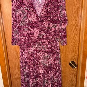 White Stag Long Sleeve Floral Dress in Pink and Black